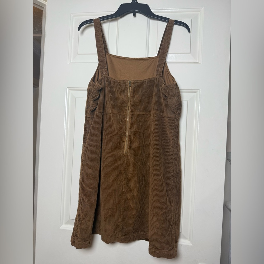 American Eagle Outfitters women's brown corduroy overall mini dress - Picture 6 of 10